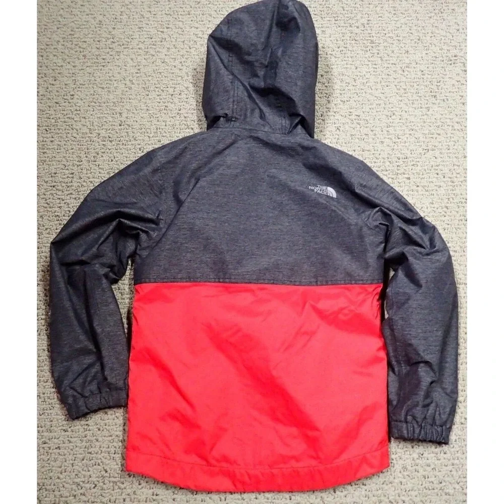 The North Face DryVent Jacket Boys 7/8 Grey Red Good Hooded Fleece‎ Lined Zip